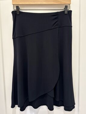 Express Black Asymmetrical Wrap Skirt Sz Small Flowy Stretch Midi Mini Workwear